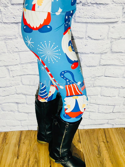 Womens USA Gnome Leggings | Yoga Pants | Footless Tights Leggings MomMe and More 
