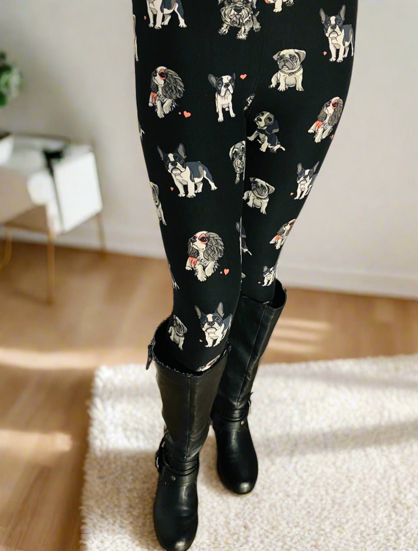 Womens Multi-Breed Dog Leggings, Soft Yoga Pants, Sizes 0-20, Yoga Waist, Black/Multi Leggings MomMe and More 