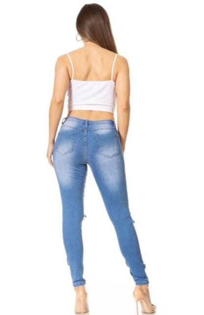 Ripped Jeans For Women and Juniors | Distressed Skinny Jeans | Light Wash Denim Pants Jeans MomMe and More 