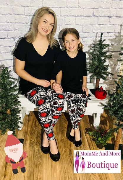 Womens Christmas Reindeer Leggings | Yoga Pants | Footless Tights | OS Leggings MomMe and More 