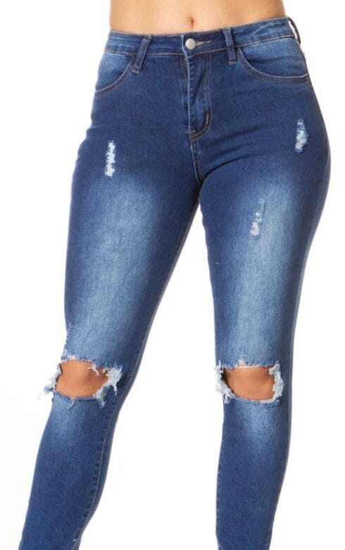 Ripped Jeans For Women and Juniors | Distressed Skinny Jeans | Dark Wash Denim Pants Jeans MomMe and More 