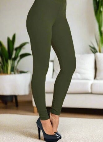 Womens Olive Green Leggings, Soft Yoga Pant, Sizes 0-20, Solid Green, Yoga Waist Leggings MomMe and More 