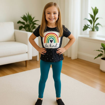 Mommy and Me Shirts – Short Sleeves – Pull Over - Rainbow Be Kind Tops MomMe and More Child S Black 