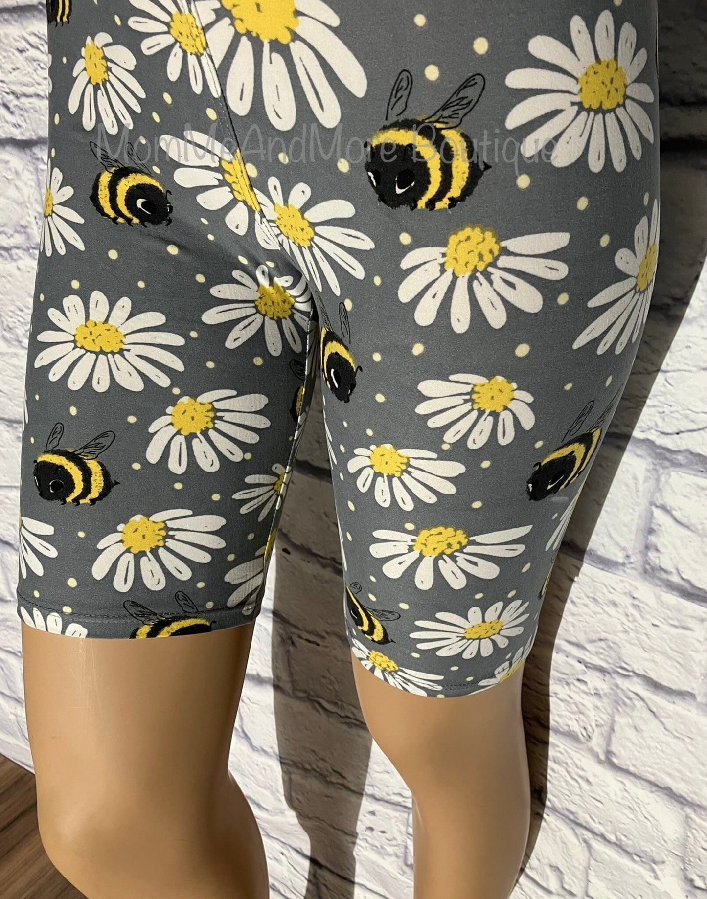 Womens Daisy Bee Biker Shorts | Bermuda Shorts | Long Legging Shorts Shorts MomMe and More 