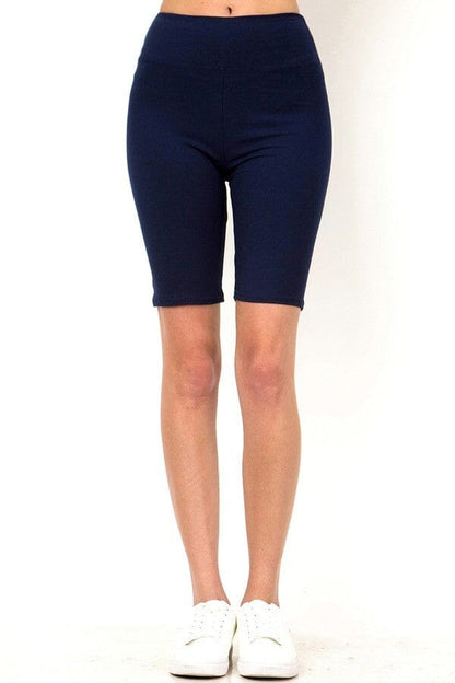 Womens Navy Blue Biker Shorts: Yoga Waist Shorts MomMe and More 