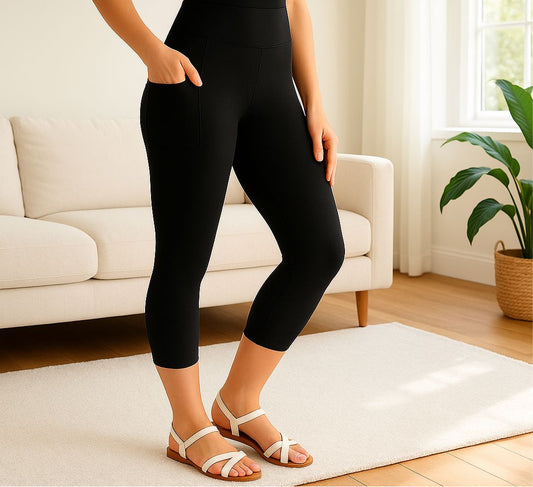 Black Capri Pocket Leggings for Women MomMe And More Boutique