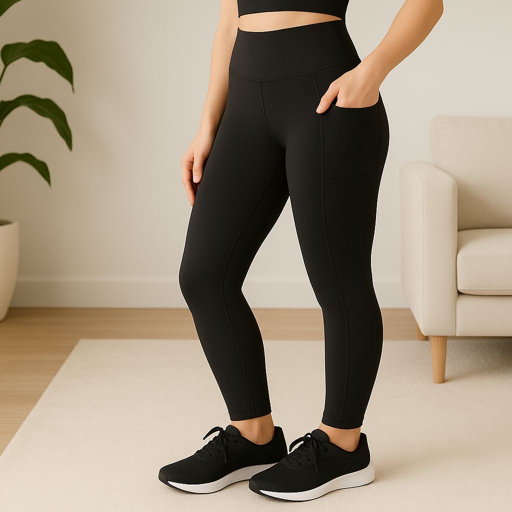 Womens Black Pocket Leggings - High Waisted - Buttery Soft - Yoga Pants - Solid Black Leggings Leggings MomMe and More 