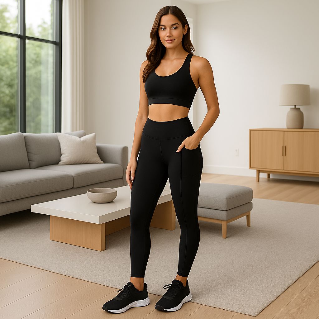 Womens Black Pocket Leggings - High Waisted - Buttery Soft - Yoga Pants - Solid Black Leggings Leggings MomMe and More 