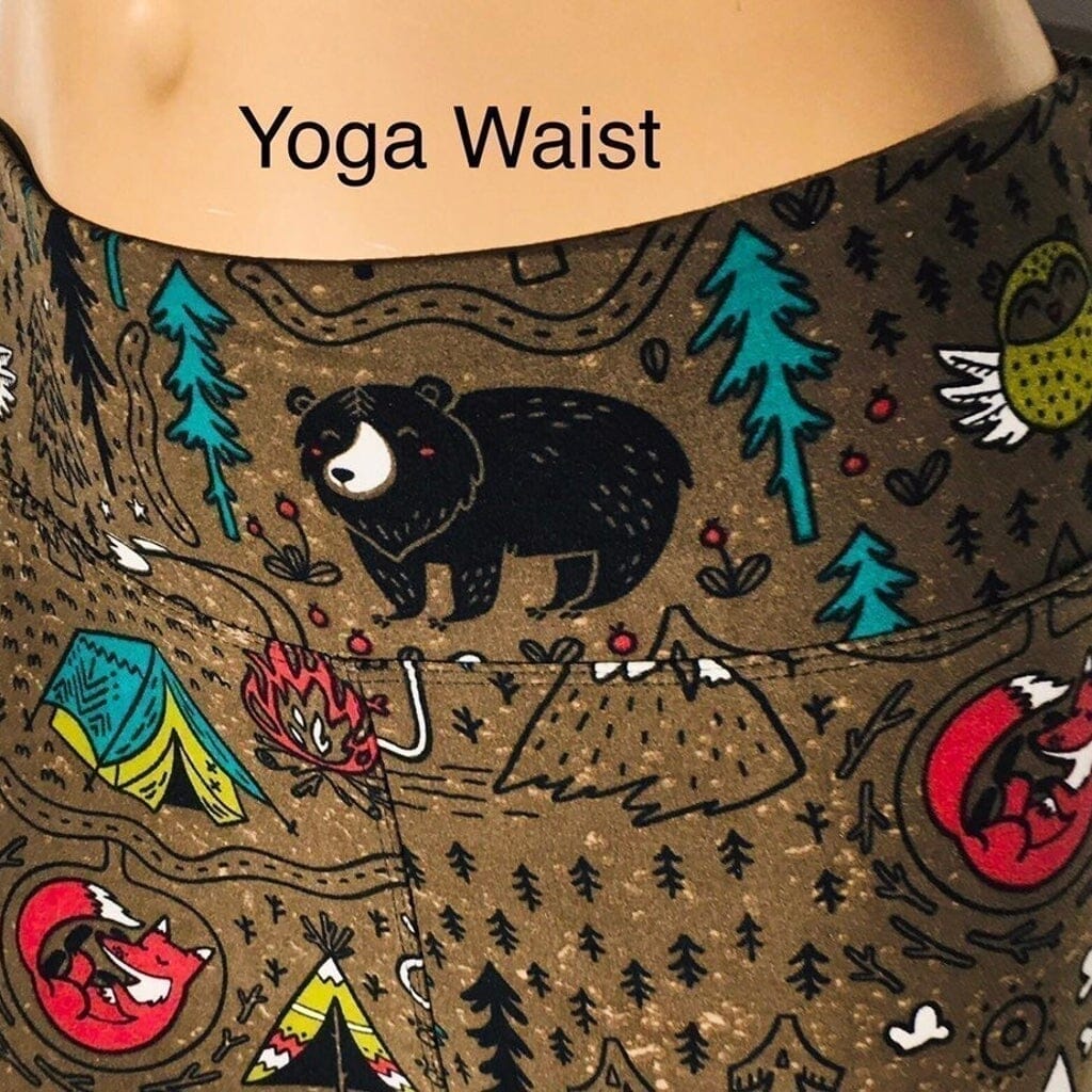 Womens Camper Leggings | Camper Bear Owl Fox Leggings | Yoga Pants | Footless Tights | Yoga Waistband Leggings MomMe and More 