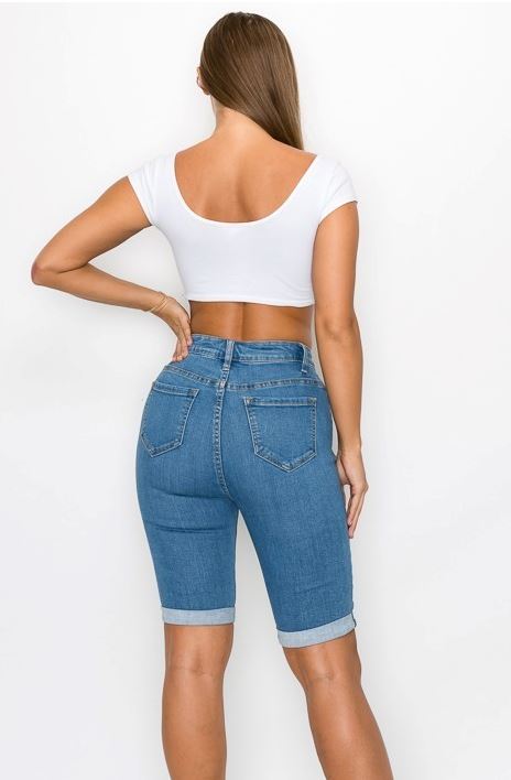 Ripped Jean Shorts For Women | Distressed Denim Shorts | Plus Size Bermuda Jean Shorts Shorts MomMe and More 
