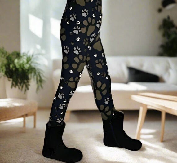 Girls Dog Paw Leggings MomMe And More Boutique - Main Image