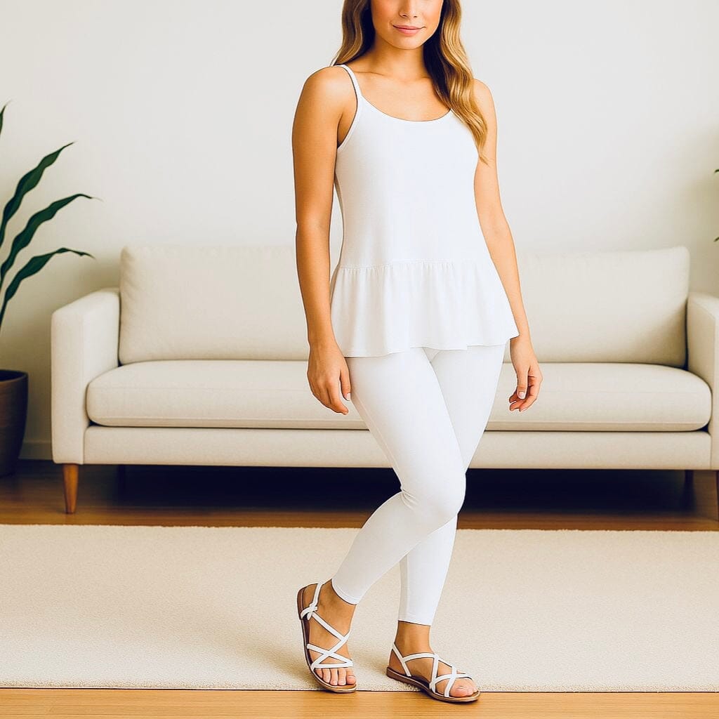 Womens White Leggings - High Waisted - Buttery Soft - Solid White Leggings MomMe and More 