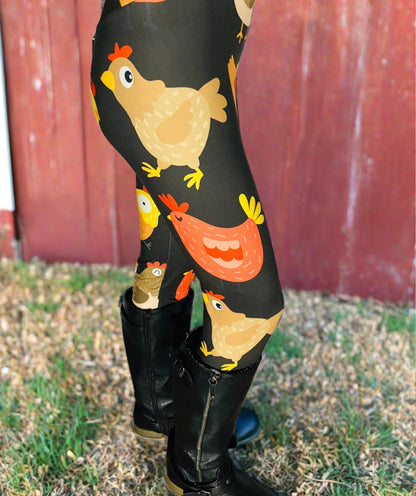 Womens Leggings | Exclusive Chicken Rooster Leggings | Yoga Pant | Footless Tights | Yoga Waistband Leggings MomMe and More 