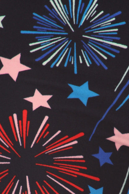 Girls American Flag Fireworks Leggings, Kids Yoga Pants, Sizes S/L, Red/White/Blue Leggings MomMe and More 