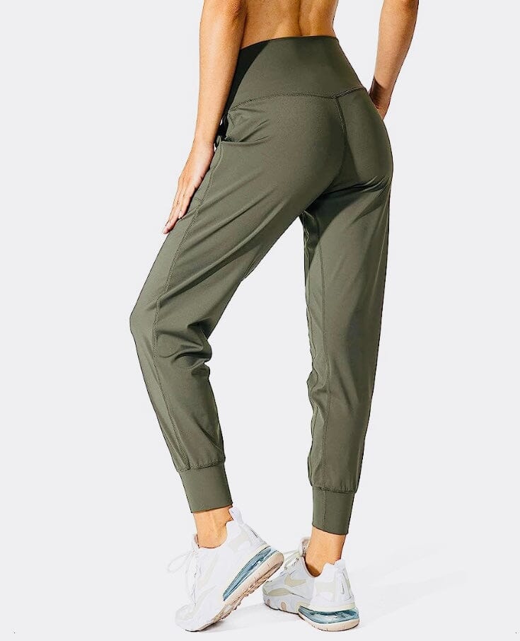 Womens Olive Green Dress Joggers | Stretch High-Rise Jogger | Activewear Pants Joggers MomMe and More 