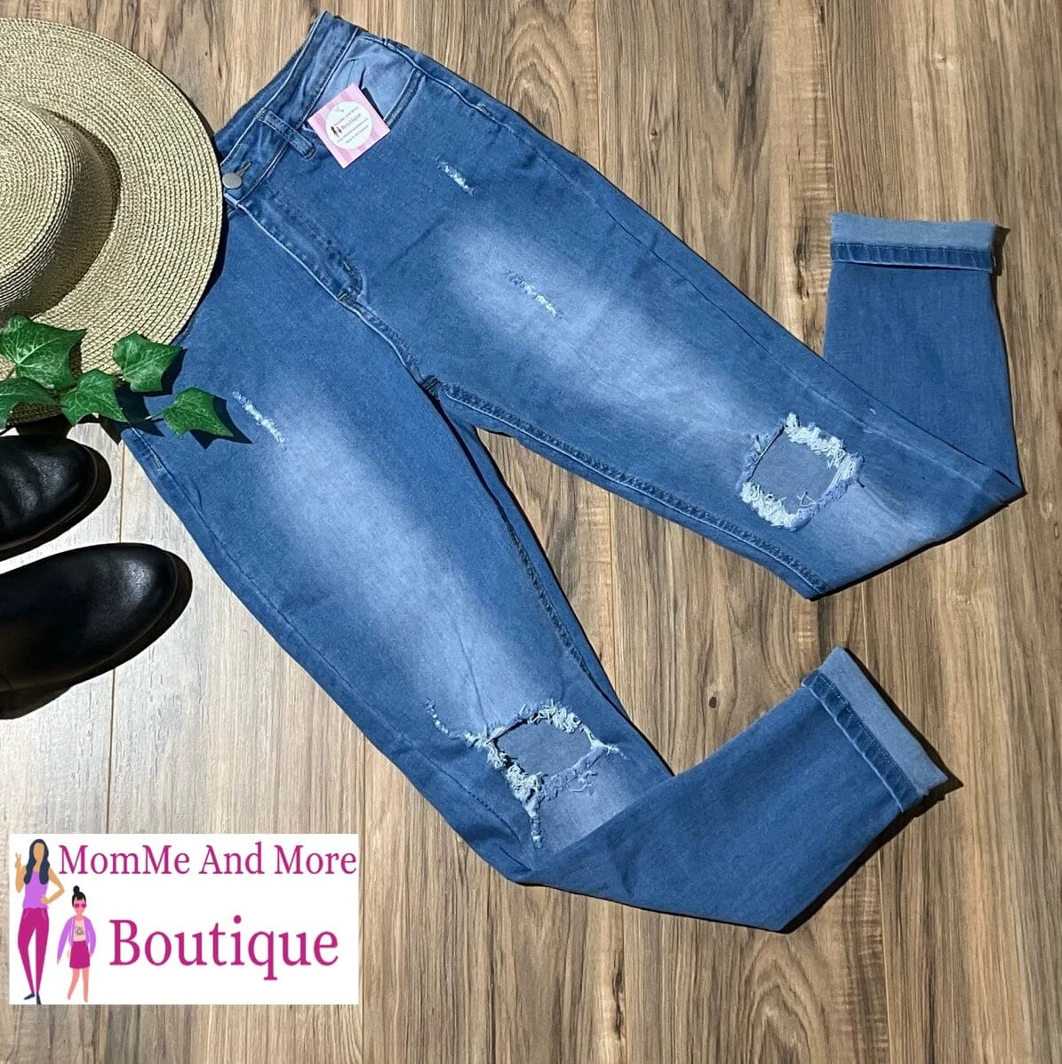 Ripped Jeans For Women and Juniors | Distressed Skinny Jeans | Light Wash Denim Pants Jeans MomMe and More 