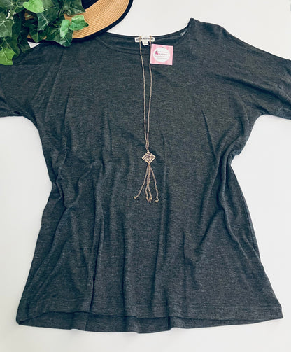 Womens Short Sleeve Gray Top | Solid Gray Spring Shirt Tops MomMe and More 