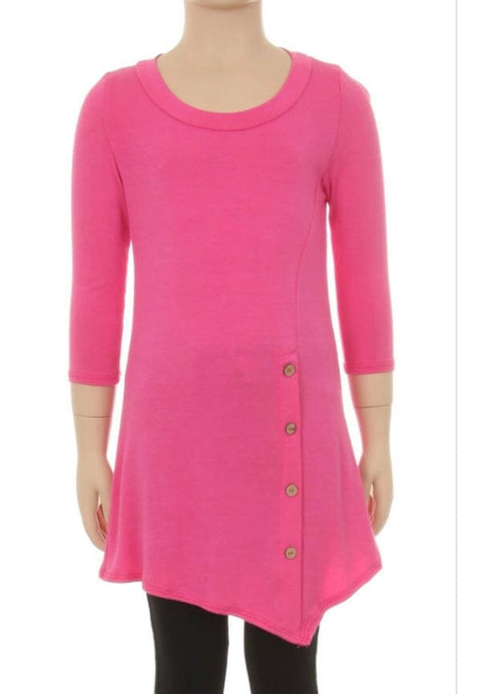 Girls Hot Pink Dress | High-Low Dress | Long Tunic Top dress MomMe and More 