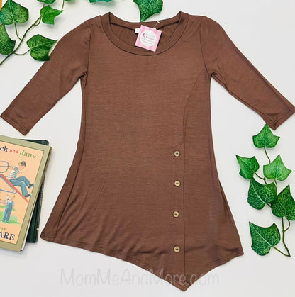 Girls Brown Dress | High-Low Dress | Long Tunic Top dress MomMe and More 