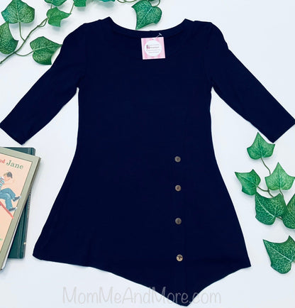 Girls Navy Blue Dress | High-Low Dress | Long Tunic Top dress MomMe and More 