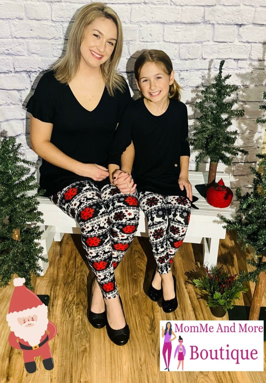 Girls Christmas Reindeer Leggings | Kids Yoga Pants | Footless Tights Leggings MomMe and More 