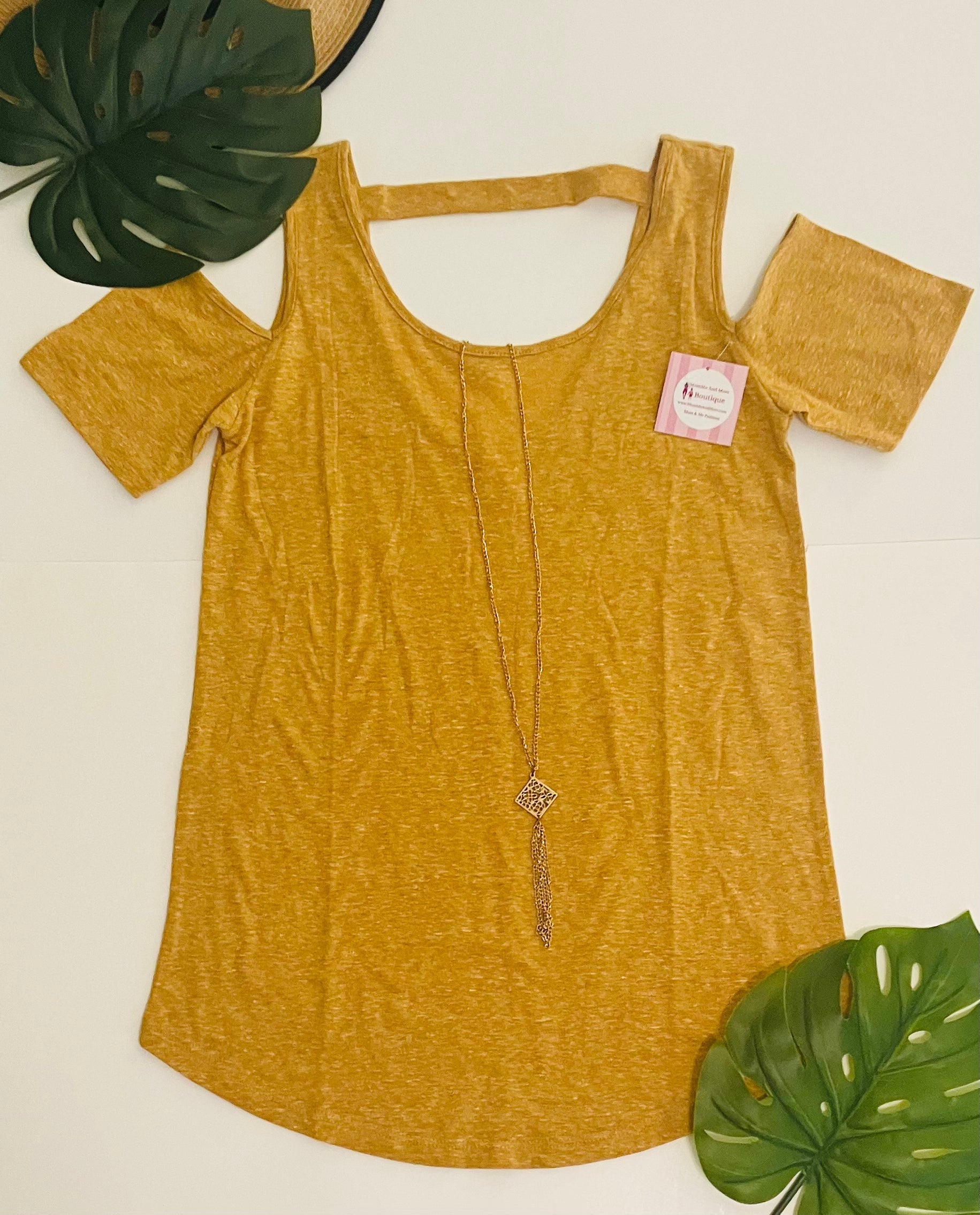 Womens Cold Shoulder Yellow Top | Open Shoulder Shirt | Spring Summer Top top MomMe and More 