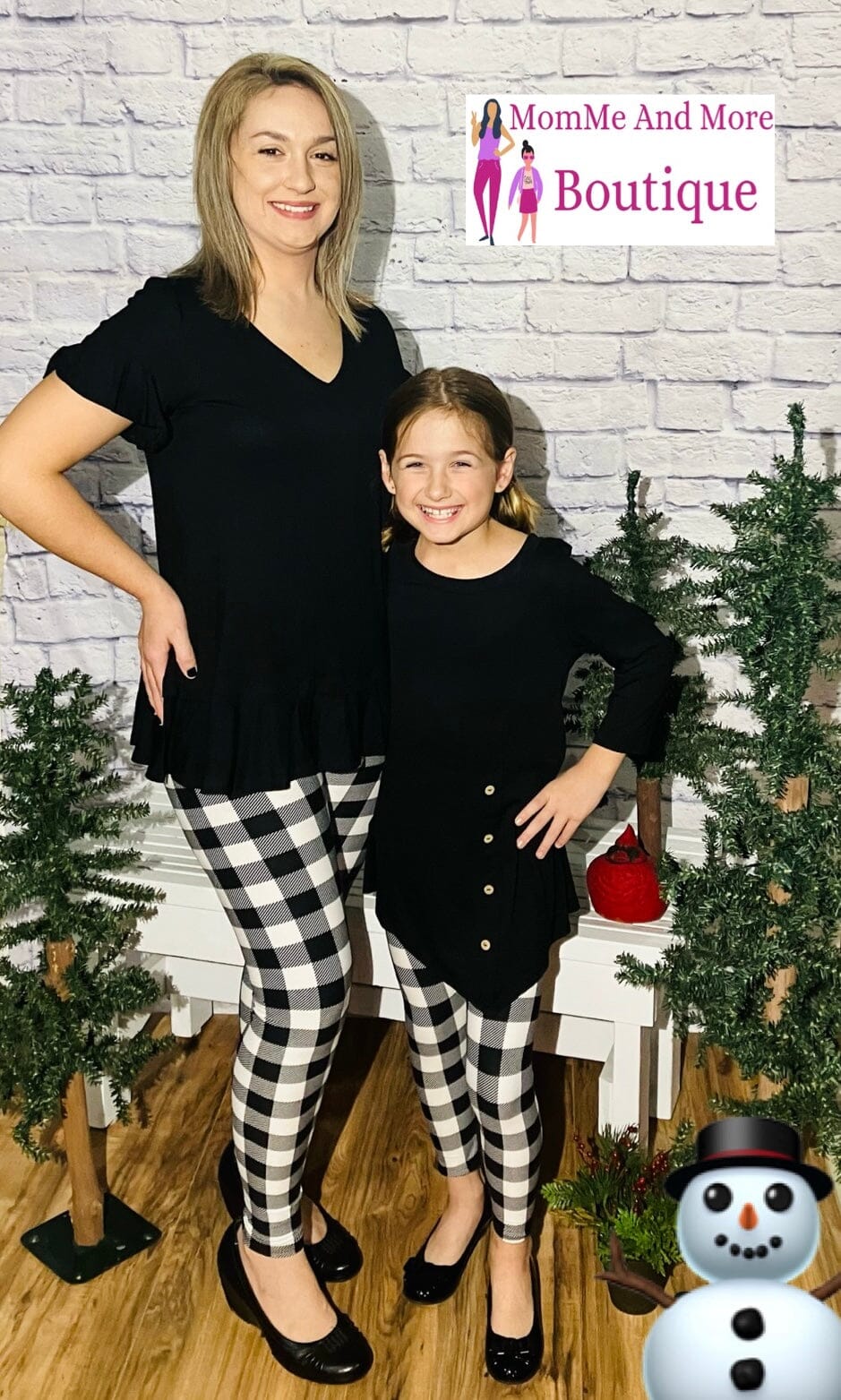 Girls Christmas Black Plaid Leggings | Kids Yoga Pants | Footless Tights Leggings MomMe and More 