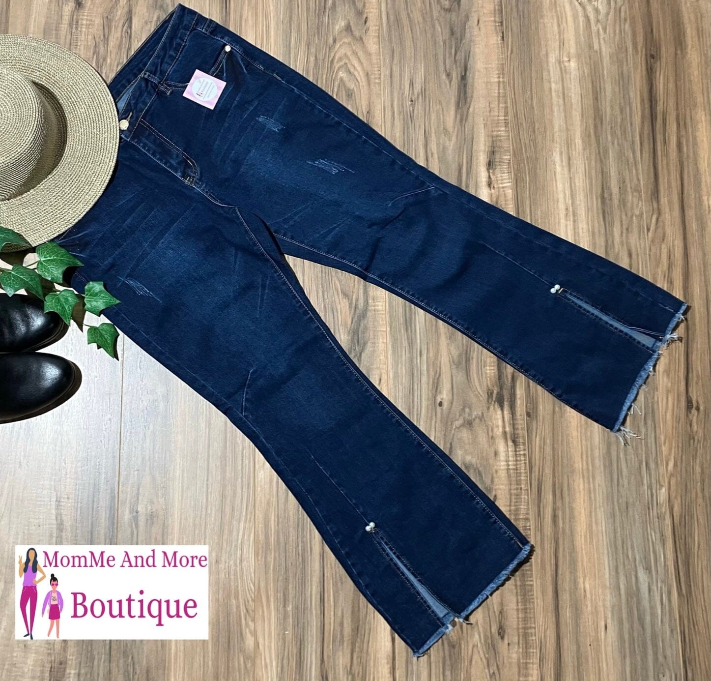 Jean Capris For Women and Juniors | Frayed Raw Hem Crop Jeans | Dark Wash Denim Pants Jeans MomMe and More 