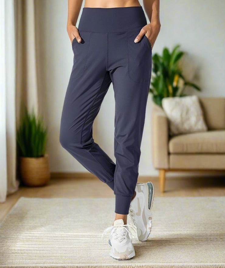 Womens Navy Blue Dress Joggers | Stretch High-Rise Jogger | Activewear Pants Joggers MomMe and More 