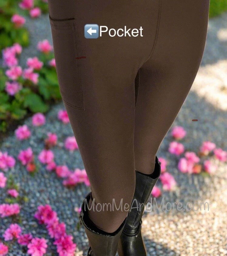 Womens Brown Pocket Leggings, Soft Yoga Pants, Sizes 0-20, Exclusive Leggings Leggings MomMe and More 