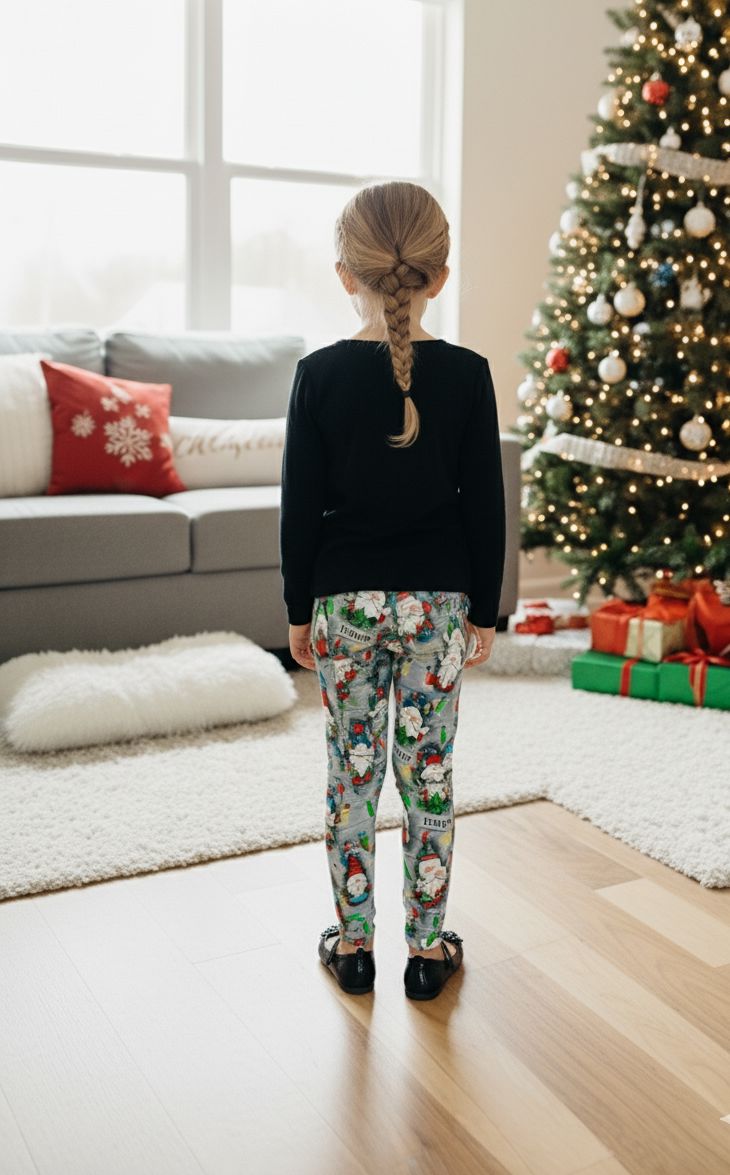 Girls Christmas Gnome Leggings - High Waisted - Buttery Soft - Yoga Pants Leggings MomMe and More 