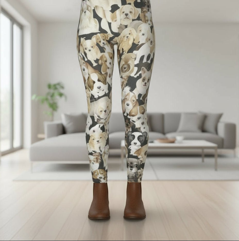 Girls Leggings | Exclusive Dog Leggings | Kids Yoga Pants | Footless Tights | Yoga Waistband Leggings MomMe and More 