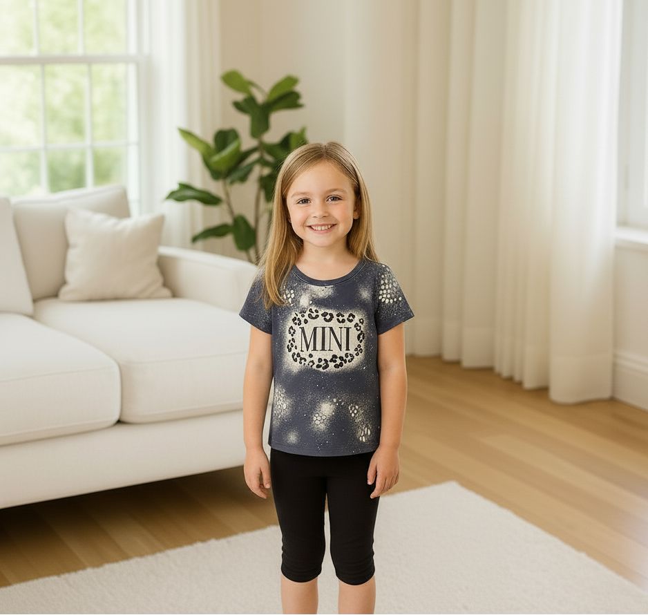 Mama & Mini Matching Tops - Short Sleeves - Cheetah Accent - Black/White Tops MomMe and More 