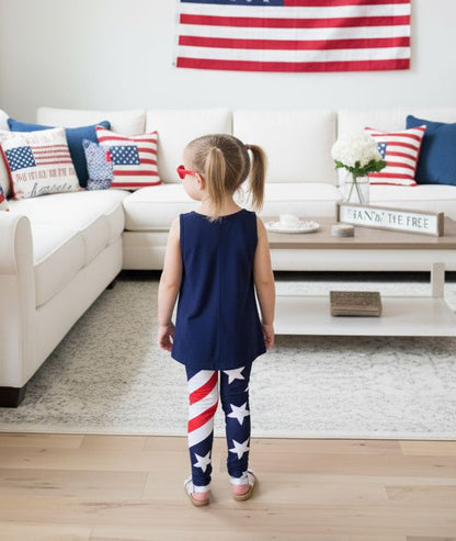 Girls American Flag Leggings - High Waisted - Buttery Soft - Yoga Pants - Red White Blue Leggings MomMe and More 