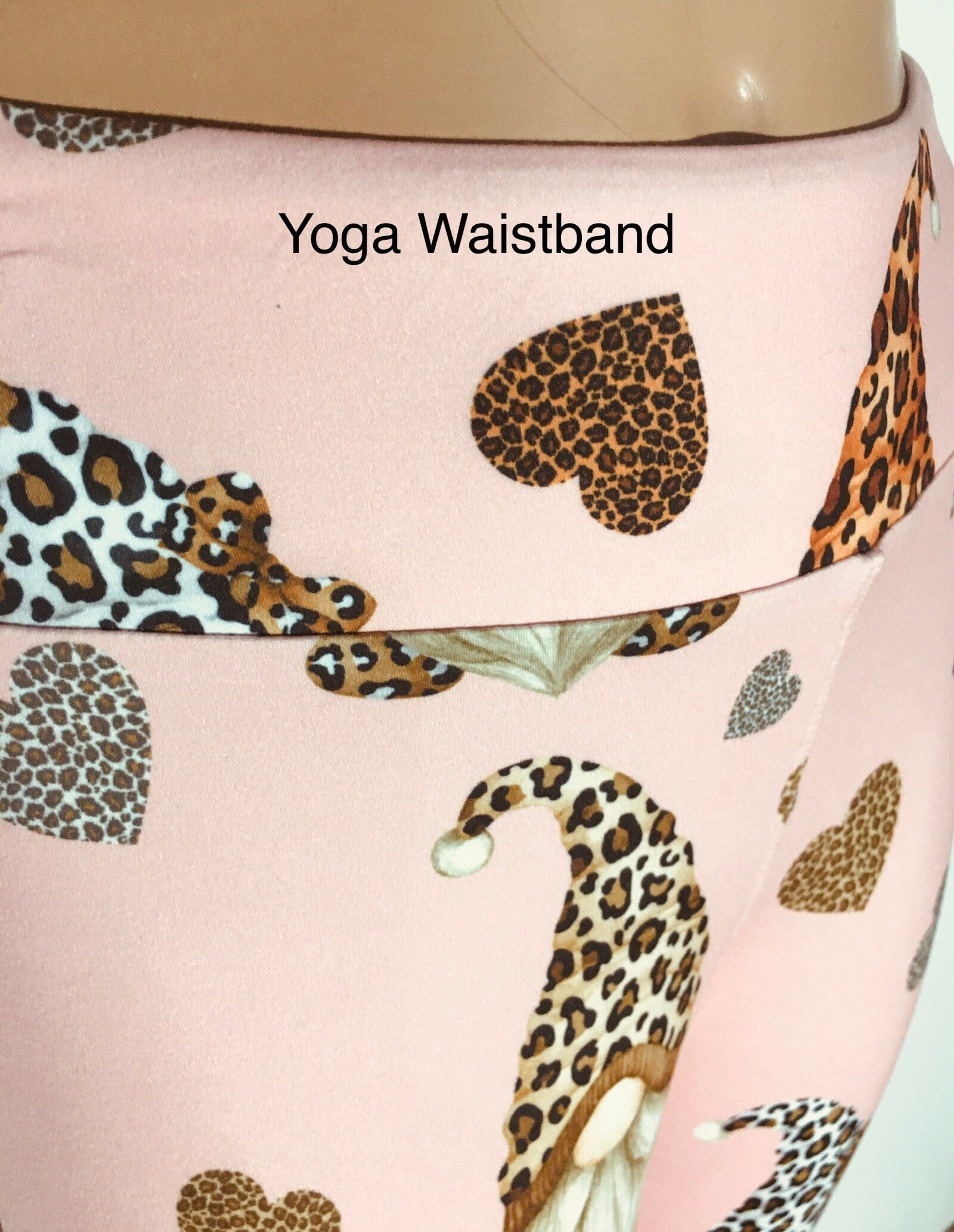 Womens Gnome Heart Leggings, Soft Yoga Pants, Sizes OS/TC, Pink/Brown, Exclusive Leggings Leggings MomMe and More 