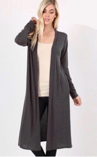 Womens Plus Size Gray Cardigan | Open Front Sweater | Long Duster Cardigan MomMe and More 