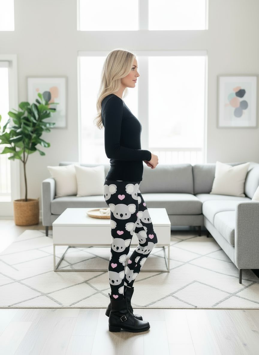 Womens Koala Bear Leggings - High Waisted - Luxury Soft Yoga Pants - Signature Leggings Leggings MomMe and More 