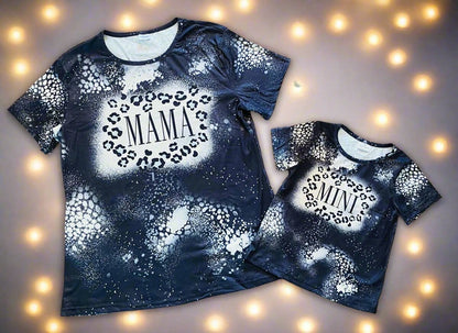 Mama & Mini Matching Tops - Short Sleeves - Cheetah Accent - Black/White Tops MomMe and More 