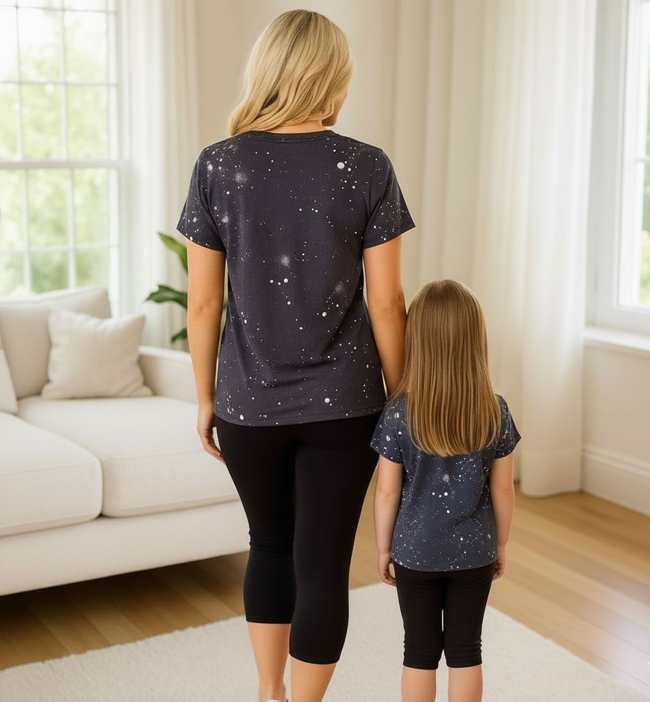 Mama & Mini Matching Tops - Short Sleeves - Cheetah Accent - Black/White Tops MomMe and More 