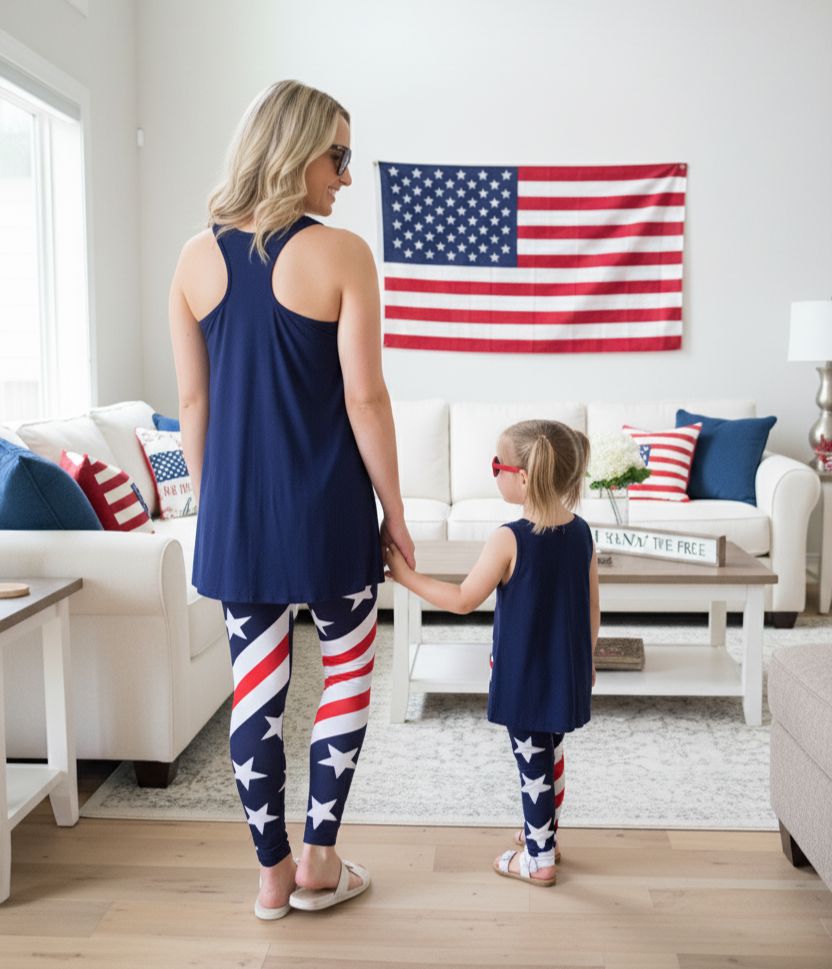 Girls 4th of July Tank Top - Buttery Soft - American Flag Tops MomMe and More 