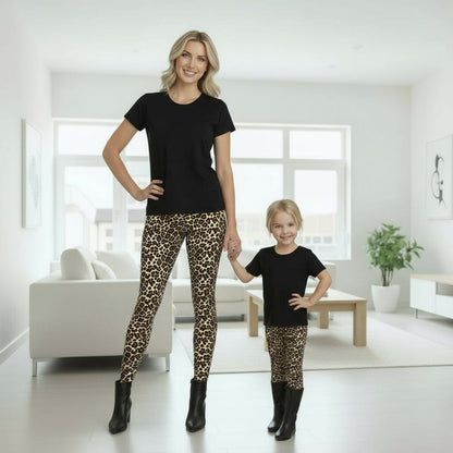 Girls Cheetah Leggings - High Waisted - Buttery Soft Yoga Pants for Kids - Brown/Black Leggings MomMe and More 
