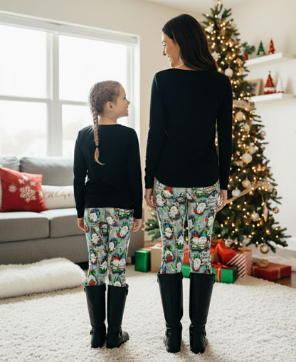 Girls Christmas Gnome Leggings - High Waisted - Buttery Soft - Yoga Pants Leggings MomMe and More 