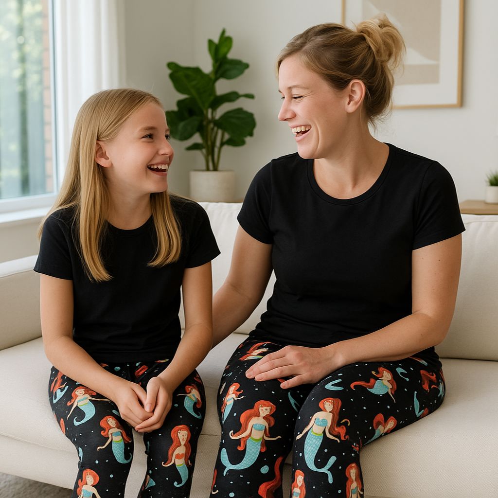 Womens Mermaid Leggings - High Waisted - Buttery Soft - Black/Red Leggings MomMe and More 