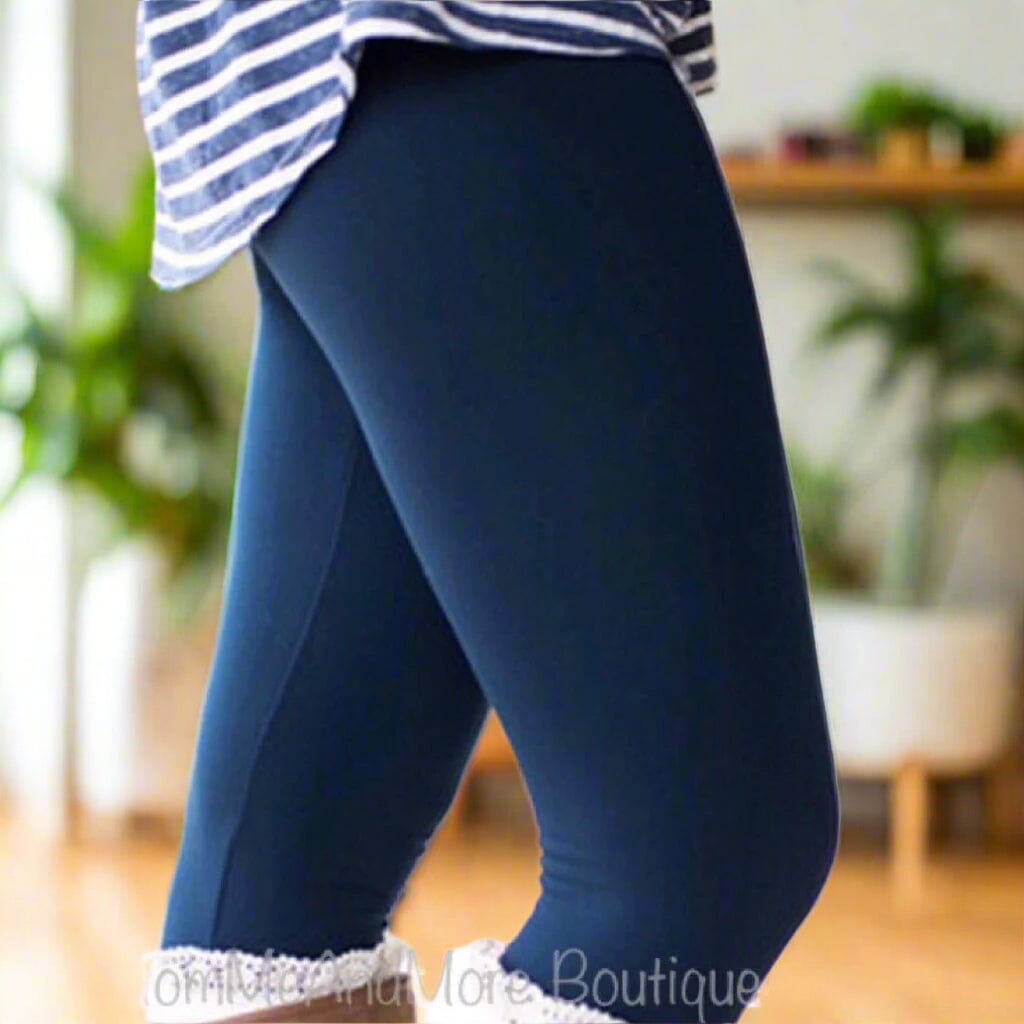 Womens Navy Blue Leggings, Soft Yoga Pants, Sizes OS/TC/TC2, Yoga Waist, Exclusive Leggings Leggings MomMe and More 