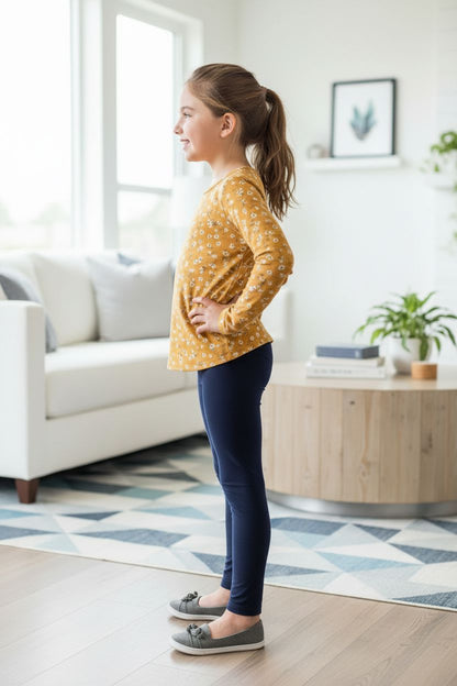 Girls Navy Leggings - High Waisted - Buttery Soft - Solid Blue Leggings MomMe and More 