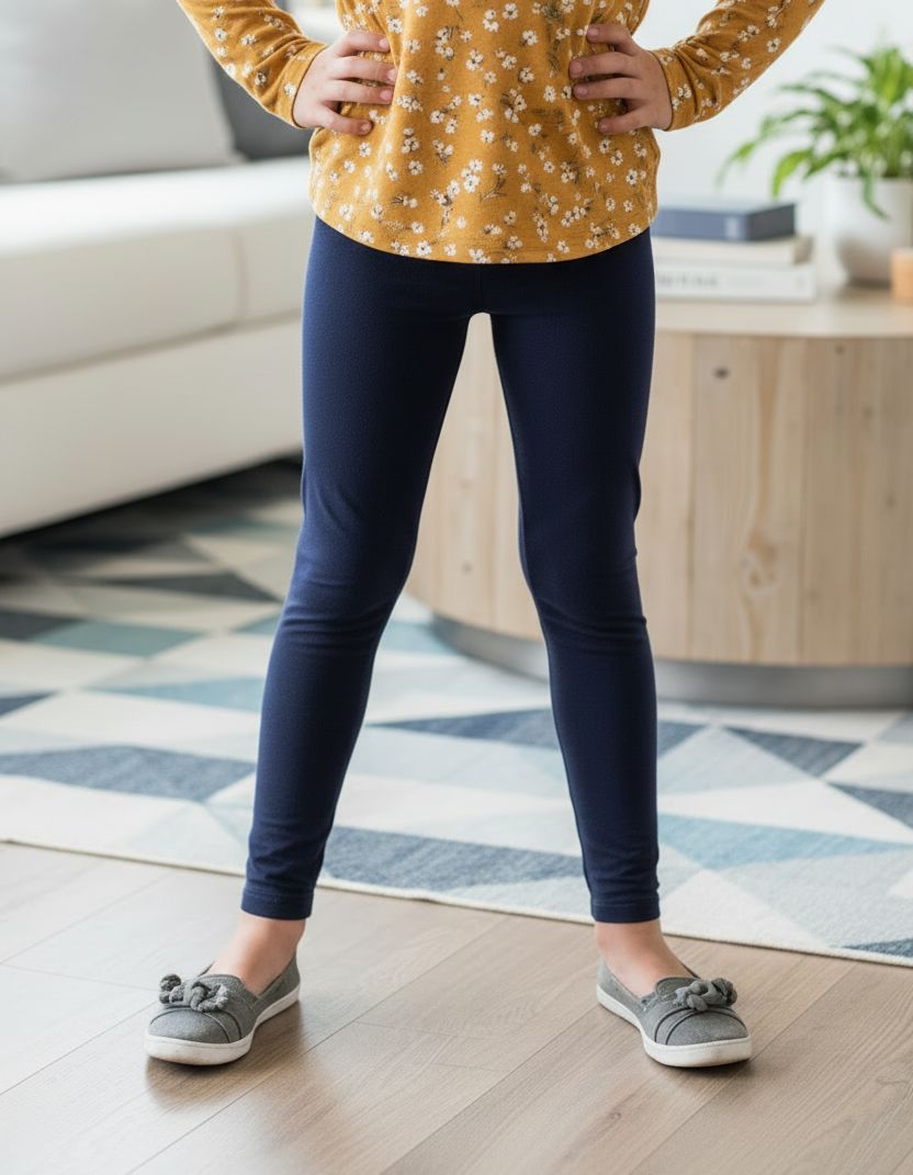 Girls Navy Leggings - High Waisted - Buttery Soft - Solid Blue Leggings MomMe and More 