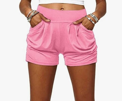 Womens Light Pink Harem Pocket Shorts, Yoga Shorts, Legging Shorts Shorts MomMe and More 