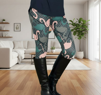 Pink Flamingo Printed Leggings for Women buy at MomMeAndMore.com