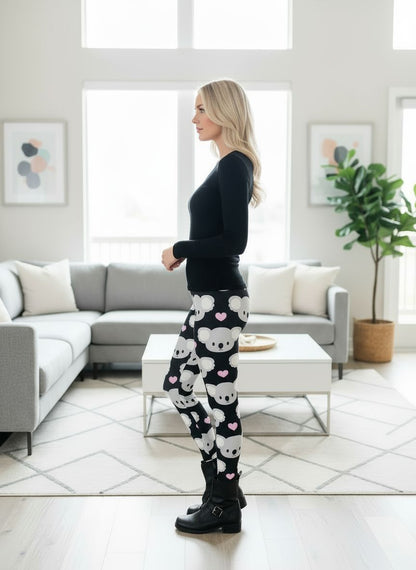 Womens Koala Bear Leggings - High Waisted - Luxury Soft Signature Yoga Pants Leggings MomMe and More 