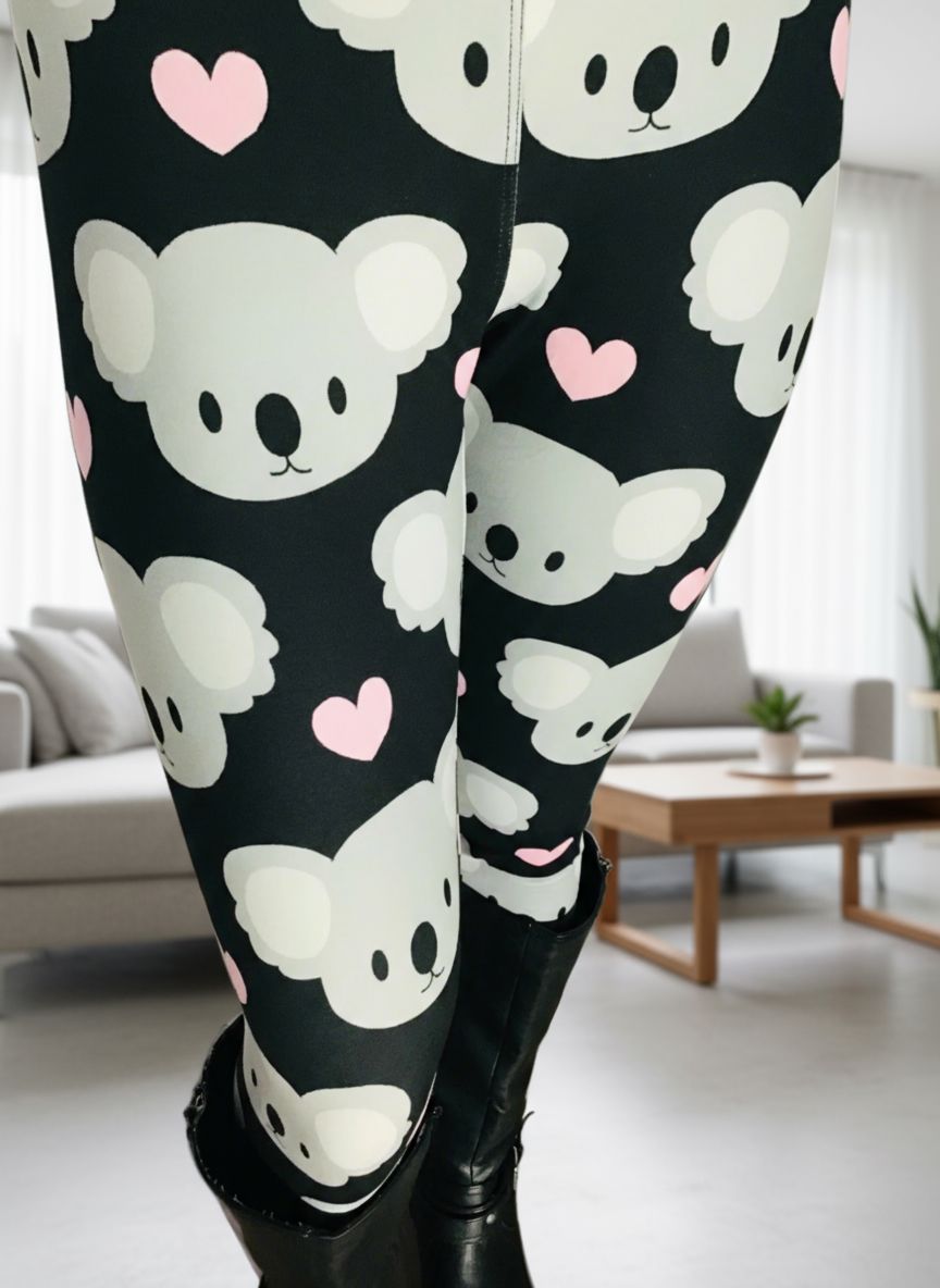 Womens Koala Bear Leggings - High Waisted - Luxury Soft Signature Yoga Pants Leggings MomMe and More 